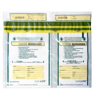  ControlTek TripLok 9 x 12, Clear, 100 Bags, Tamper-Evident  Deposit Bags for Cash Handling & Valuables, Moisture, Heat and Cold  Sensitive Ink, Tear-off receipt + Large Barcodes 585028 : Office Products